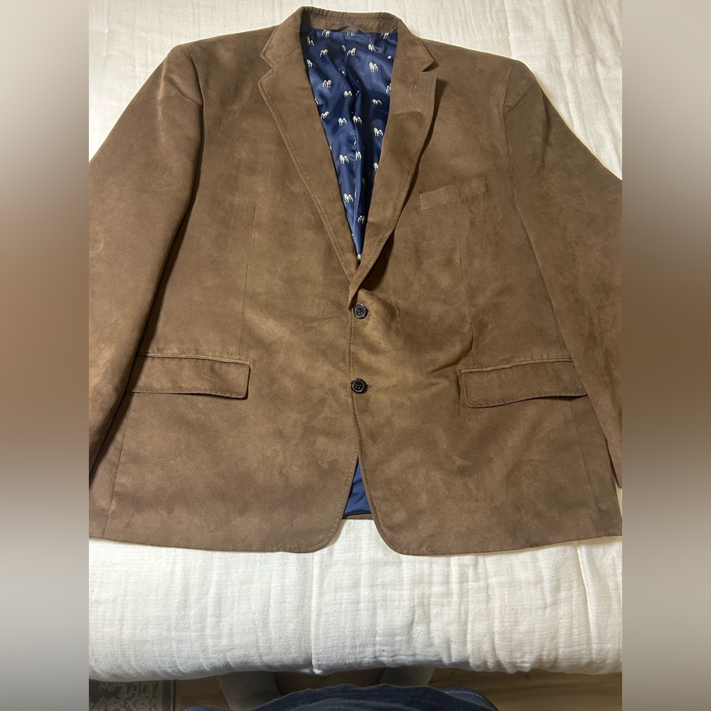 Ralph Lauren Brown Faux Suede Blazer 50R Bulldog Lined - Picture 4 of 10